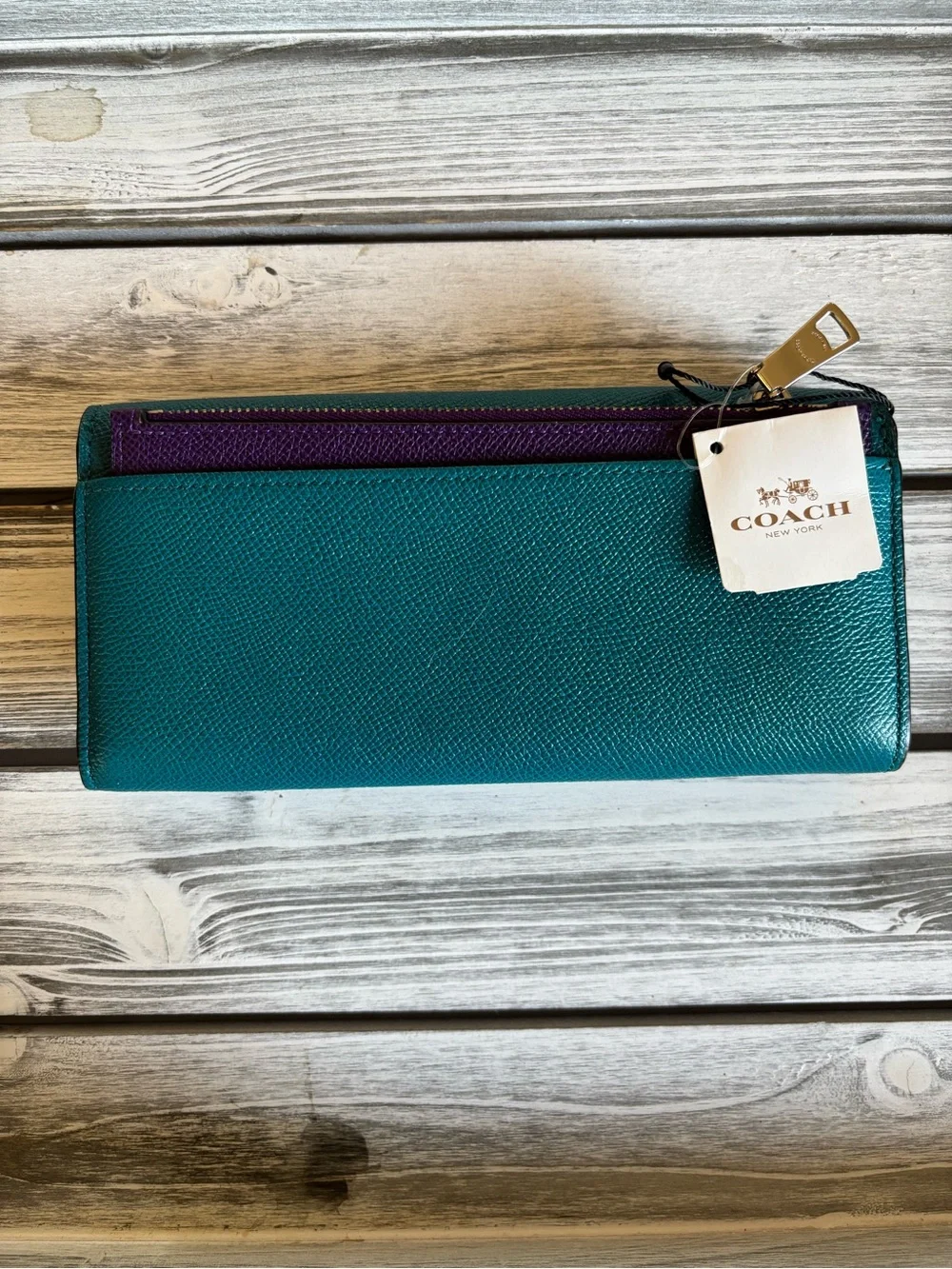 Teal Leather Coach Wallet